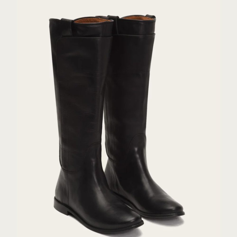 Frye Paige Tall Riding Boots, Black Leather, Size 8.5